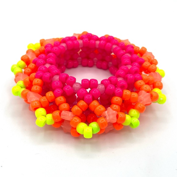 💛🧡💝 “Neon Brights” Glow Kandi Cuff - Picture 3 of 4